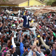 Kenyan opposition leader Raila Odinga addresses supporters after casting his vote during the presidential election in Kibera primary school outside Kibera slums of Nairobi, Kenya August 8, 2017.